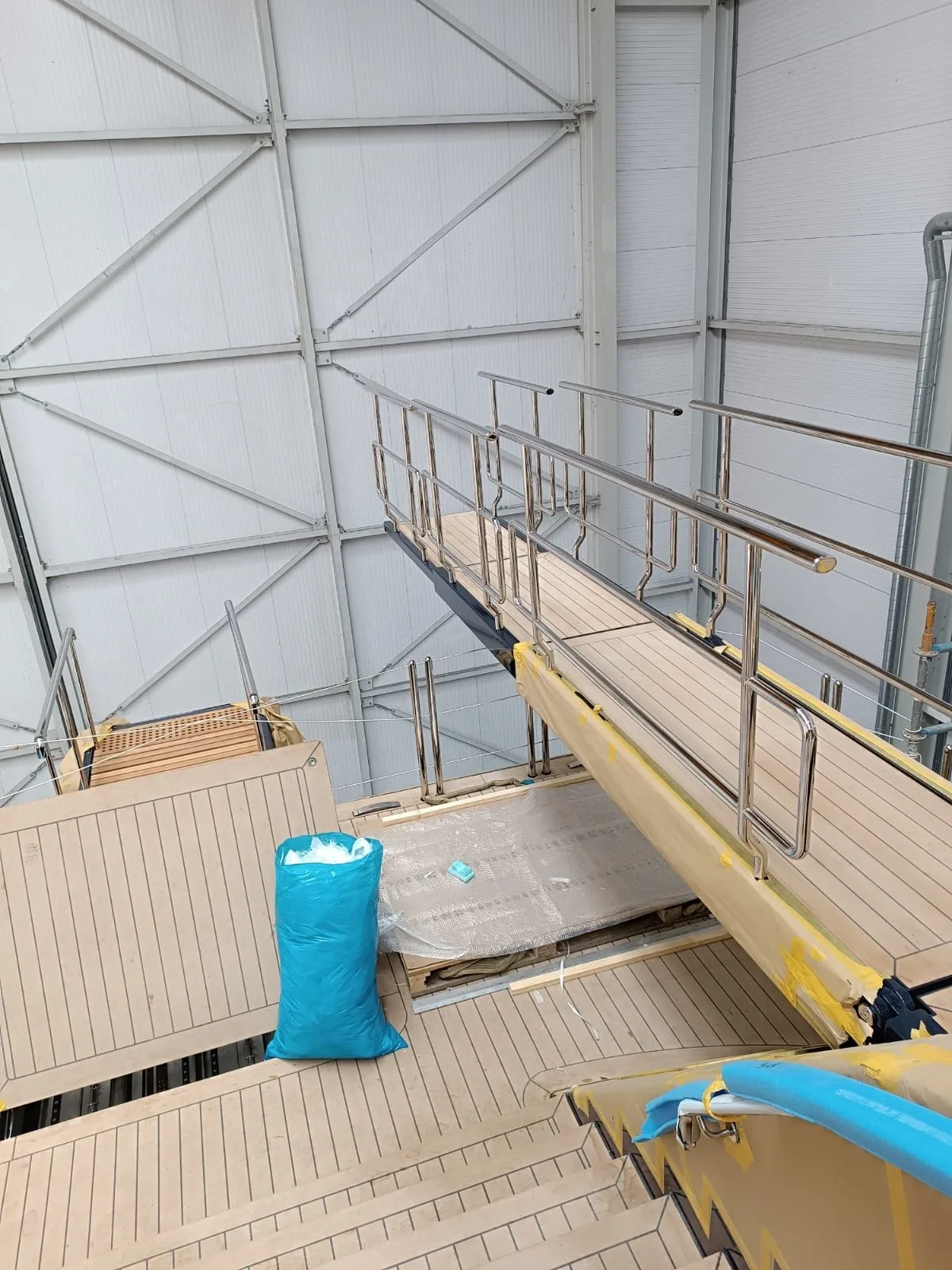 Interior service area with platforms and railings