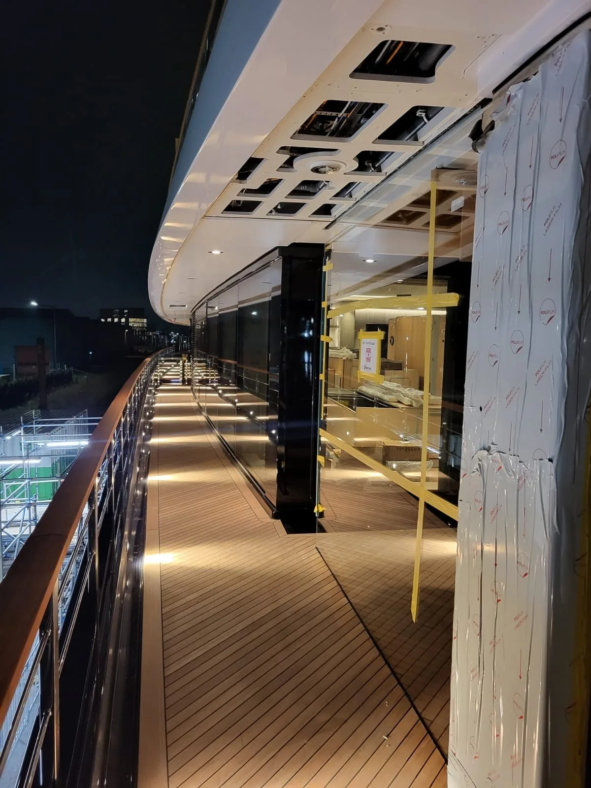 Illuminated deck passage and handrails