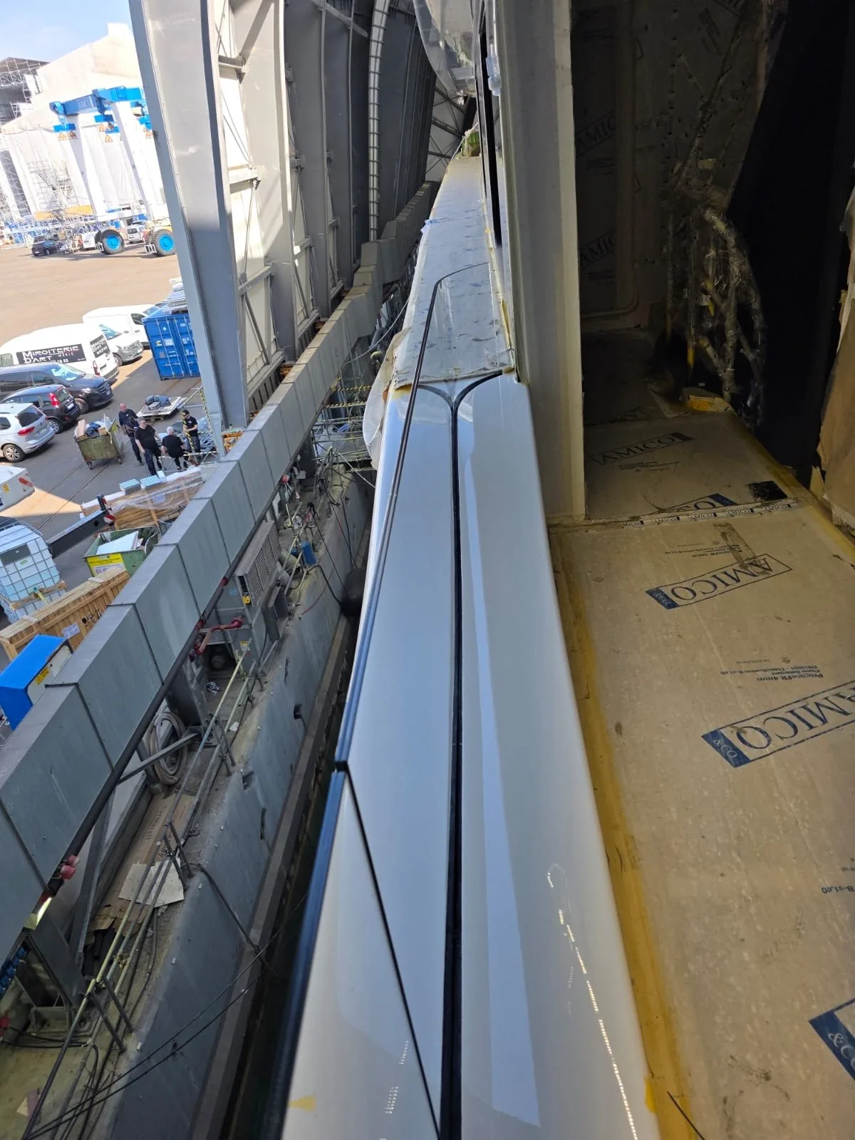 Narrow deck passage prepared for installation