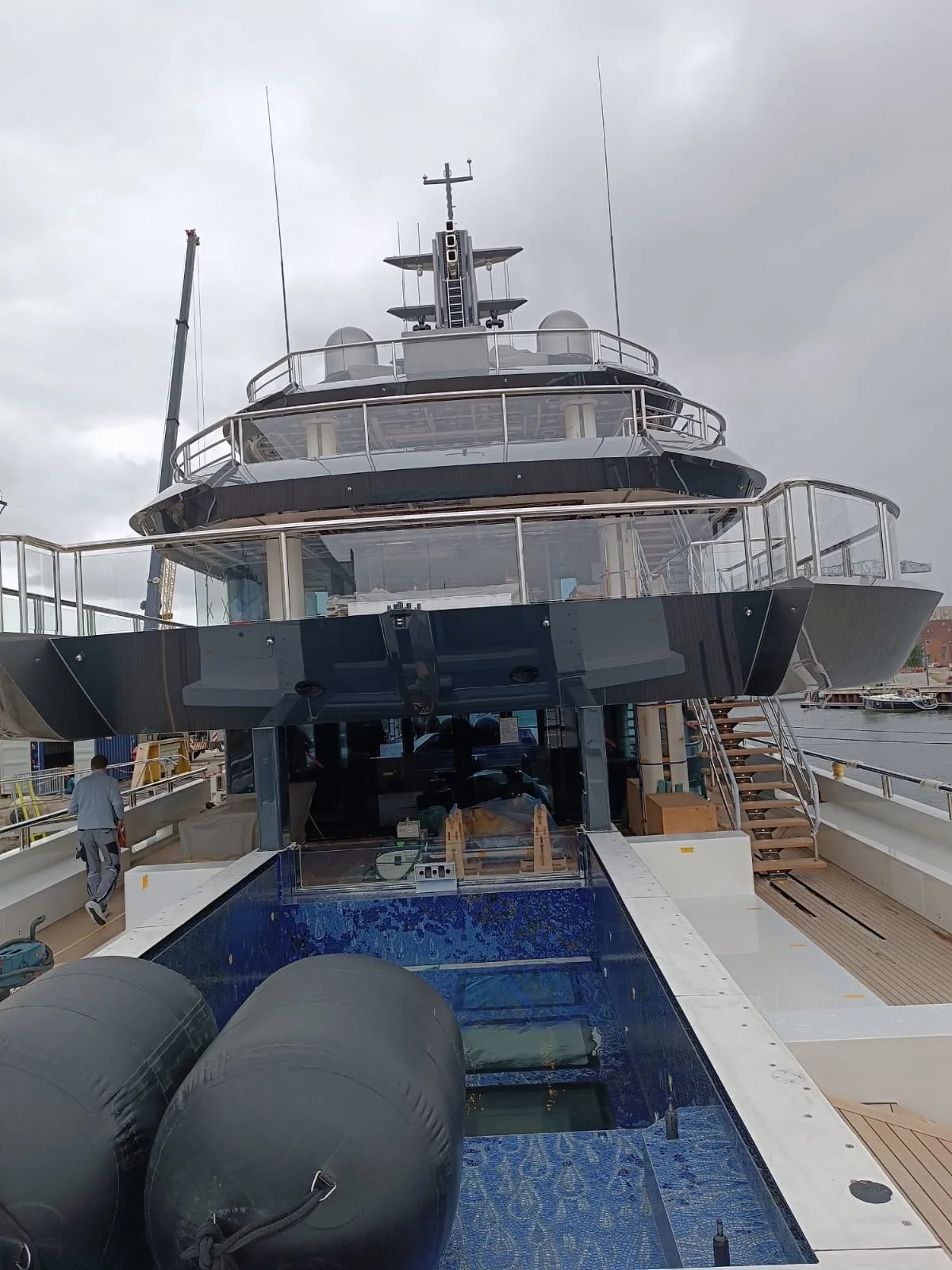 Stern stairs and safety railings