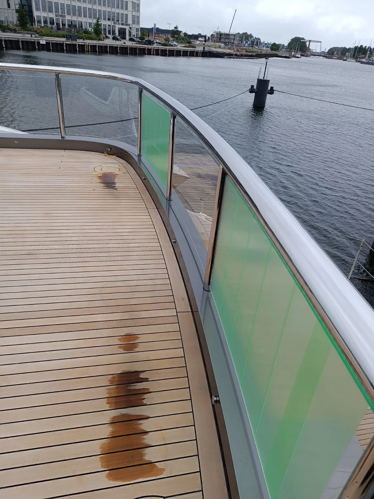 Deck railing along the waterline