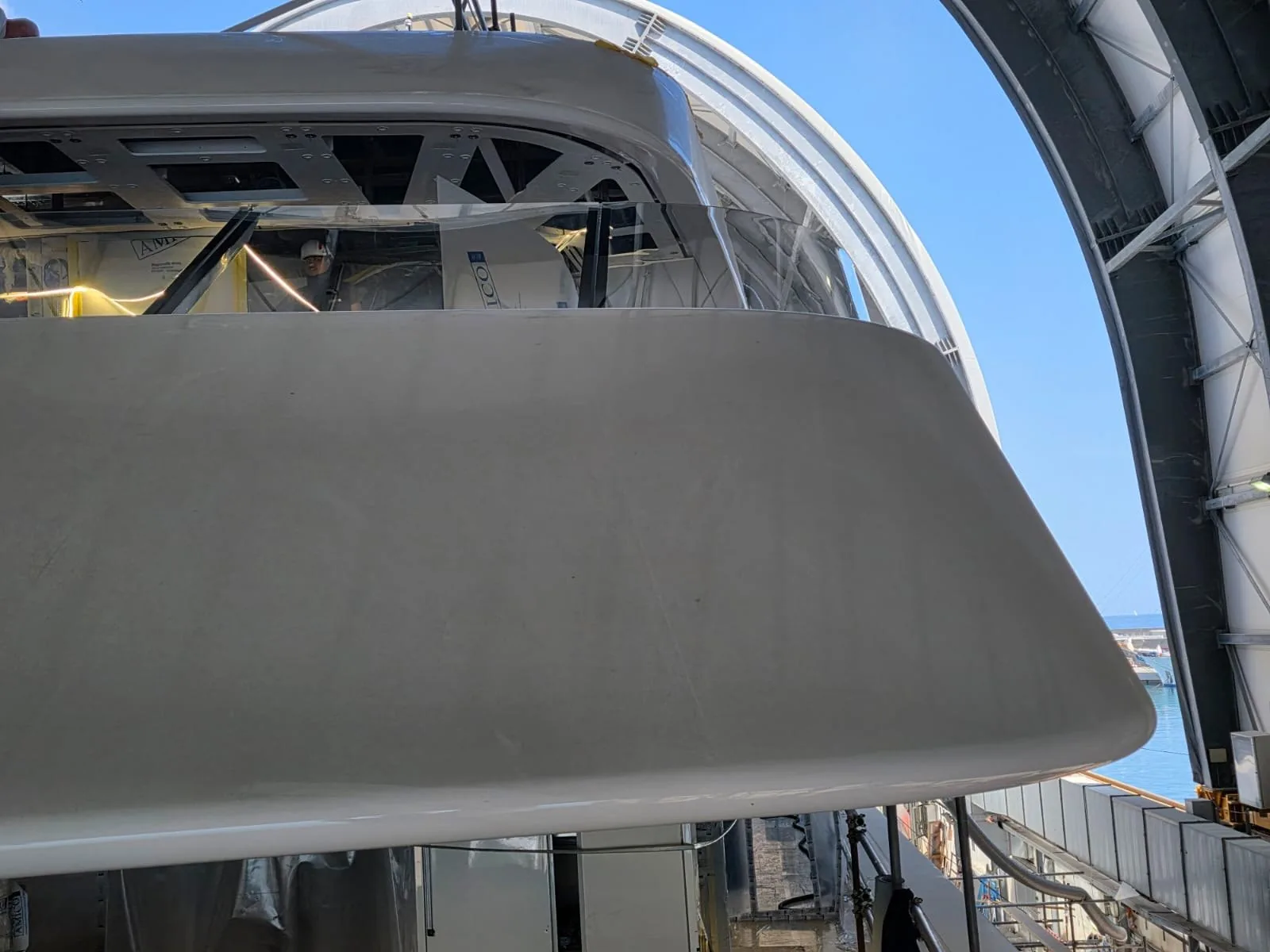 Bow detail of a vessel in a hall